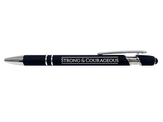 Soft Touch Gift Pen-Strong & Courageous-Black