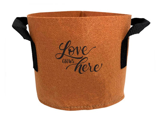 Grow Bag-Love Grows Here w/Handles-Terra Cotta (3 Gallon)