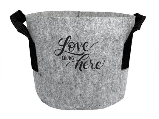 Grow Bag-Love Grows Here w/Handles-Gray (3 Gallon)