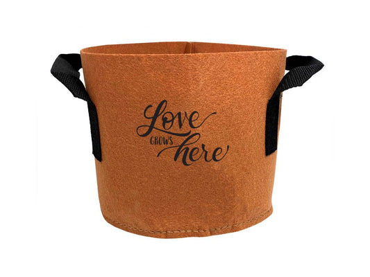 Grow Bag-Love Grows Here w/Handles-Terra Cotta (1 Gallon)