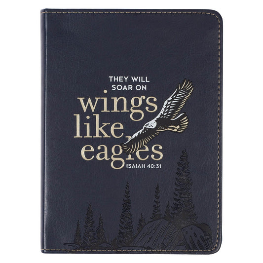 Journal-Handy Sized-Wings Like Eagles-Black LuxLeather