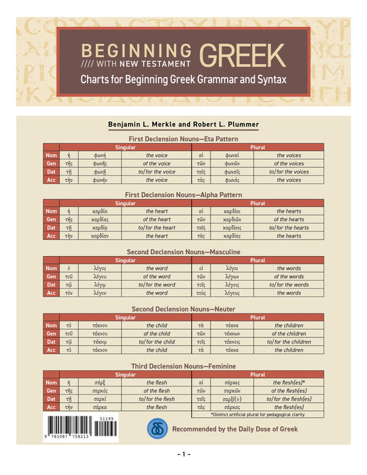 Charts For Beginning Greek Grammar And Syntax