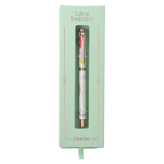 Pen in Gift Box-Pink Daisies/Life Is Beautiful