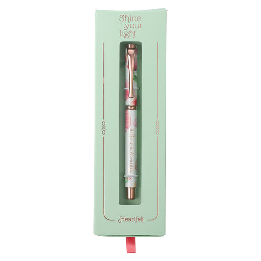 Pen in Gift Box-Coral Poppies/Shine Your Light