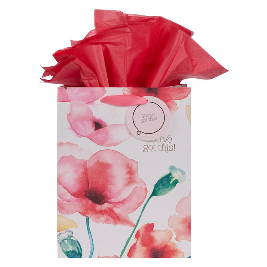 Gift Bag-Coral Poppies/You've Got This