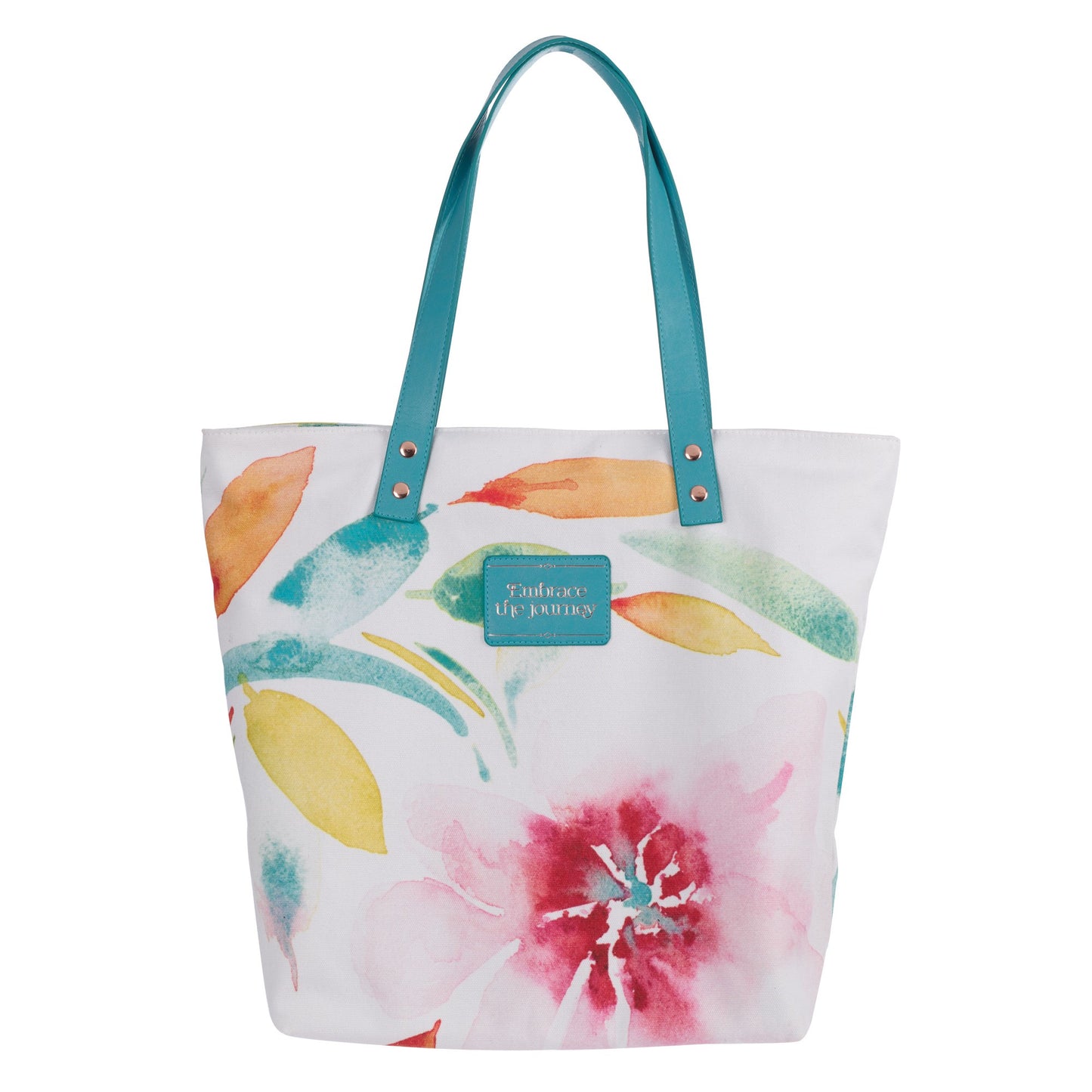 Tote Bag-Pink Daisies/Embrace The Journey-Canvas