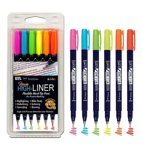 Neon High-Liner Hard Tip Pen Set (6 Colors)