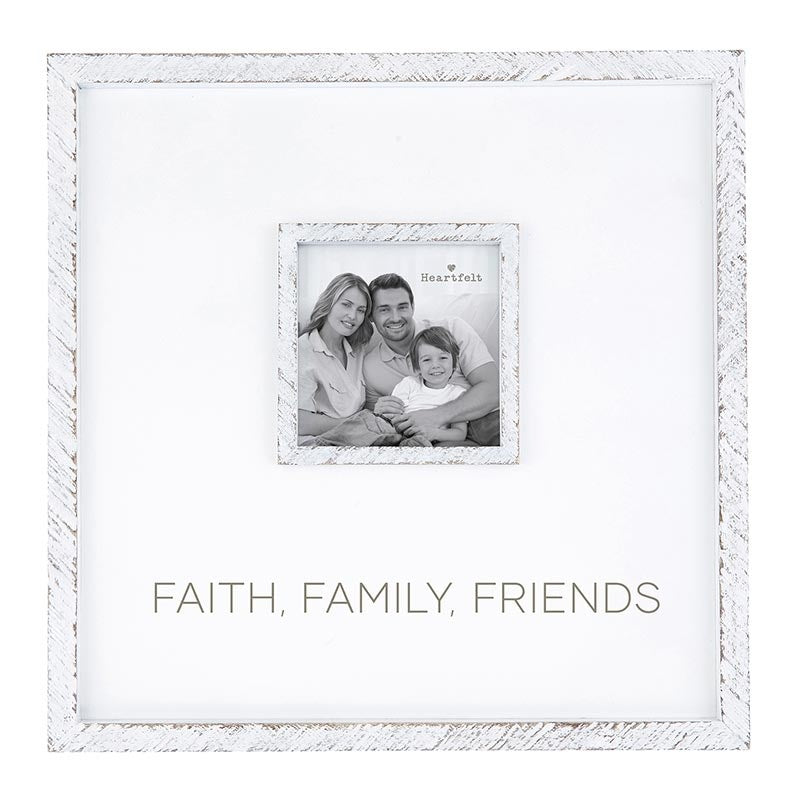 Wall Art Photo Frame-Faith  Family  Friends (Holds 4" Photo) (12" SQ)