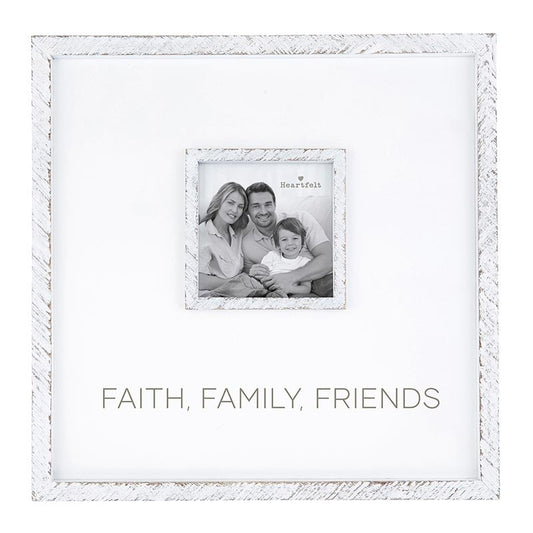 Wall Art Photo Frame-Faith  Family  Friends (Holds 4" Photo) (12" SQ)