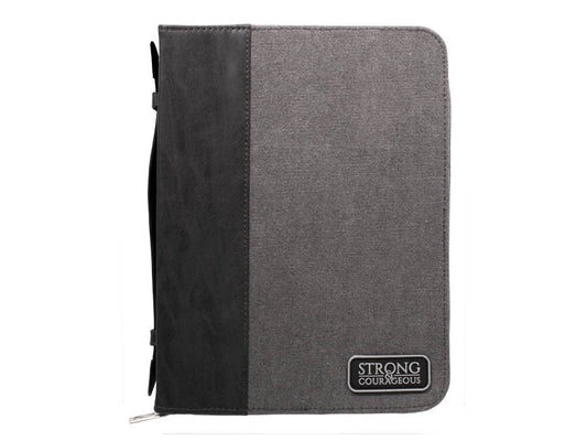 Bible Cover-Strong & Courageous-Leather Look W/Pvc Patch