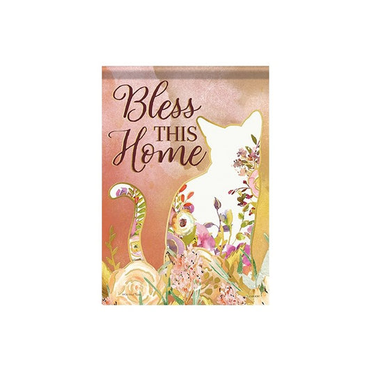 Flag-Garden-Foil Durasoft-Floral Cat (12.5" x 18")
