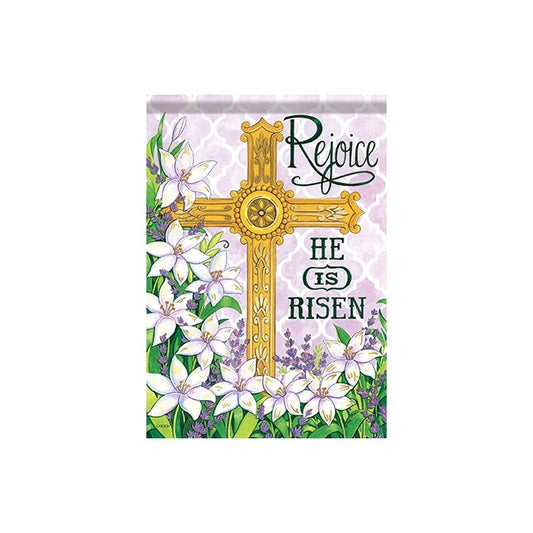 Flag-Garden-Foil Durasoft-Rejoice  He Is Risen (12.5" x 18")