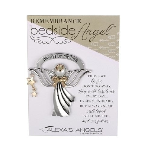 Remembrance Angel-Rhodium/18K Gold Plate w/Pearl Accents and Stand (2.5") (Carded)