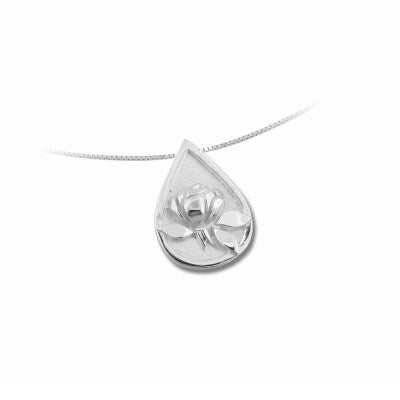 Pendant-Memorial Tear Rose (Solid) w/18" Chain (Sterling Silver)