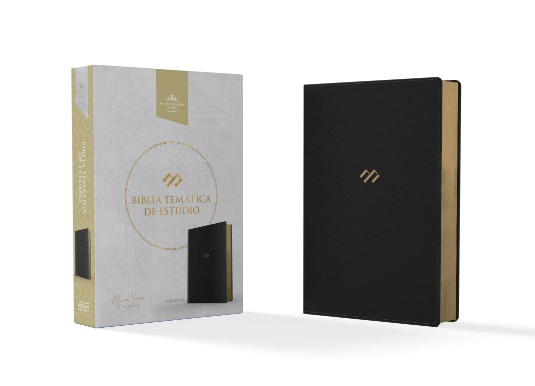 RVR 1960 Biblia Tematica de Estudio (Thematic Study Bible)-Black LeatherTouch