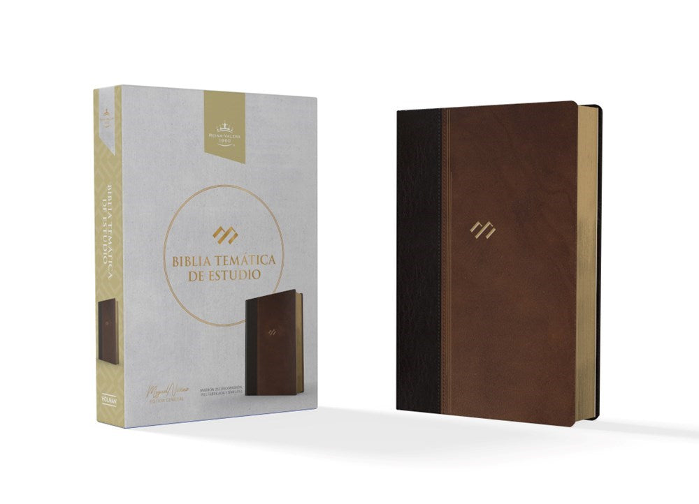 RVR 1960 Biblia Tematica de Estudio (Thematic Study Bible)-Brown/Dark Brown LeatherTouch
