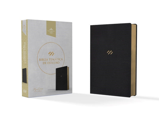 RVR 1960 Biblia Tematica de Estudio (Thematic Study Bible)-Black Genuine Leather
