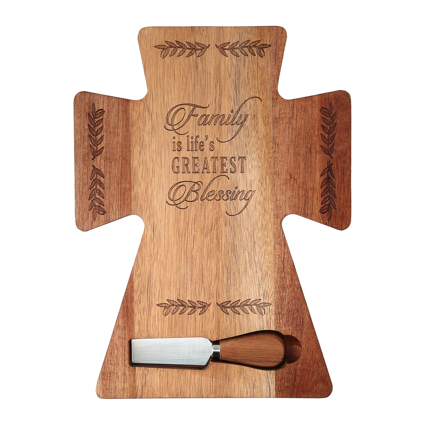 Serving Board w/Spreader-Family Is Life's Greatest Blessing-Cross Shape (9 x 12)