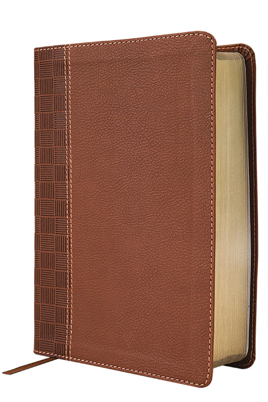 NIrV Giant Print Compact Bible (Comfort Print)-Brown Leathersoft