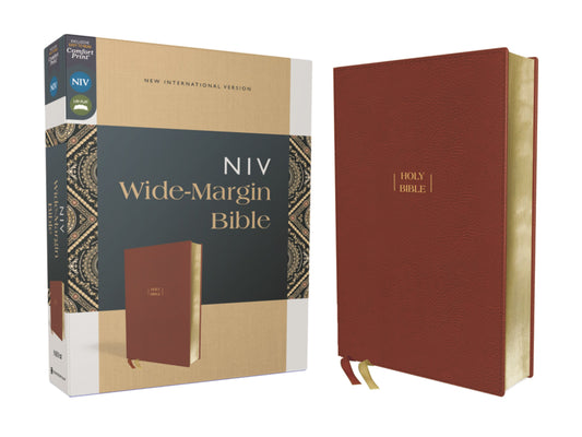 NIV Wide Margin Bible (Comfort Print)-Brown Leathersoft