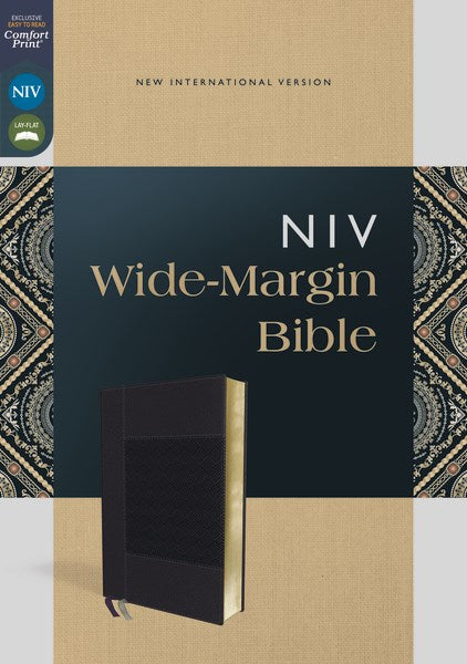NIV Wide Margin Bible (Comfort Print)-Navy Leathersoft