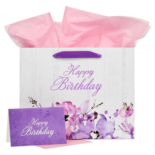 Gift Bag with Card-Large Landscape-Happy Birthday