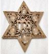 Passover Plate-Olivewood Plate With 6 Glass Bowls-14" (#45110)