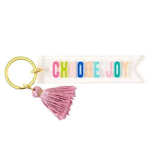 Key Tag-Acrylic w/Tassel-Choose Joy (4" x 1")