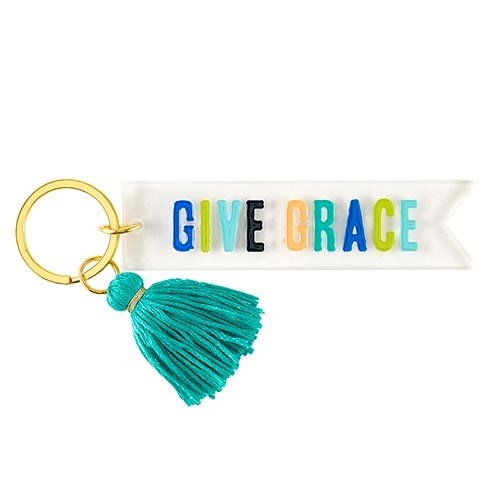 Key Tag-Acrylic w/Tassel-Give Grace (4" x 1")
