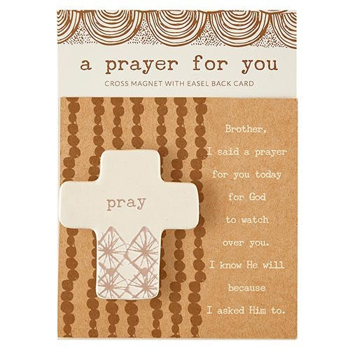 Prayer For You Magnet w/Easel Back Card-Brother (4" SQ)