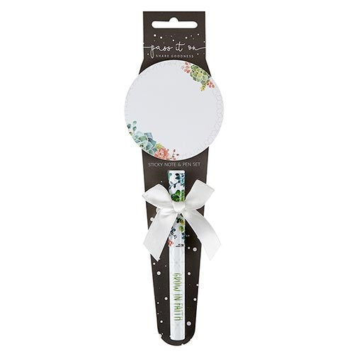 Pen w/Sticky Notepad Set-Grow In Faith (9.75")