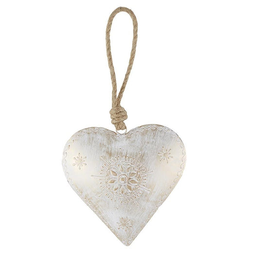 Ornament-Medium White Heart (6.5" X 6.5")
