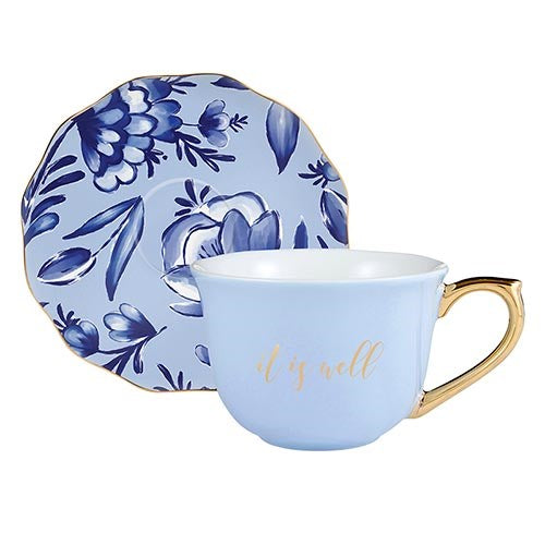 Tea Cup & Saucer Set-It Is Well (5 Oz)