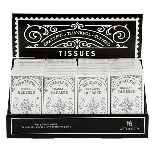 Tissue Display-Pocket-Grateful Thankful Blessed (24 Packs) (PKGT)