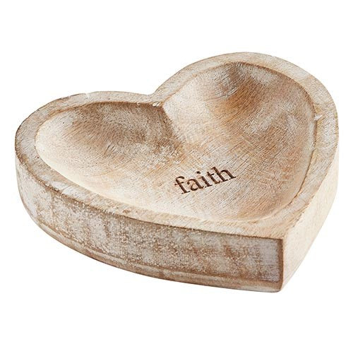 Wooden Heart Tray-Faith (6 x 6 x 1.5)