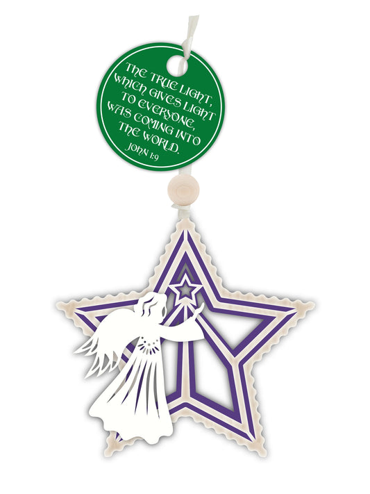 Ornament-Star Shape w/Angel Laser Cut