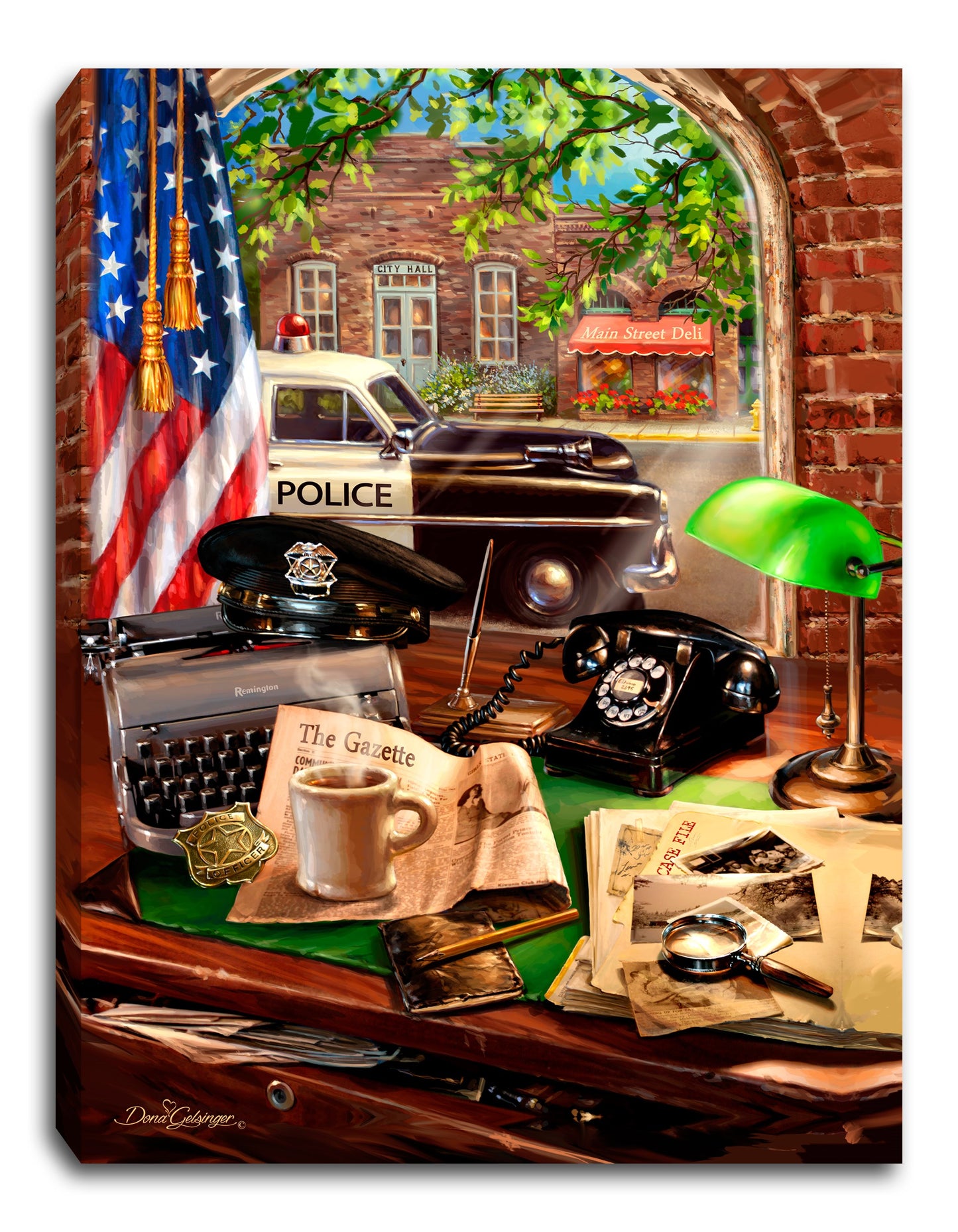 Mini Canvas-Police Officer-LED Tabletop w/Timer (8" x 6")