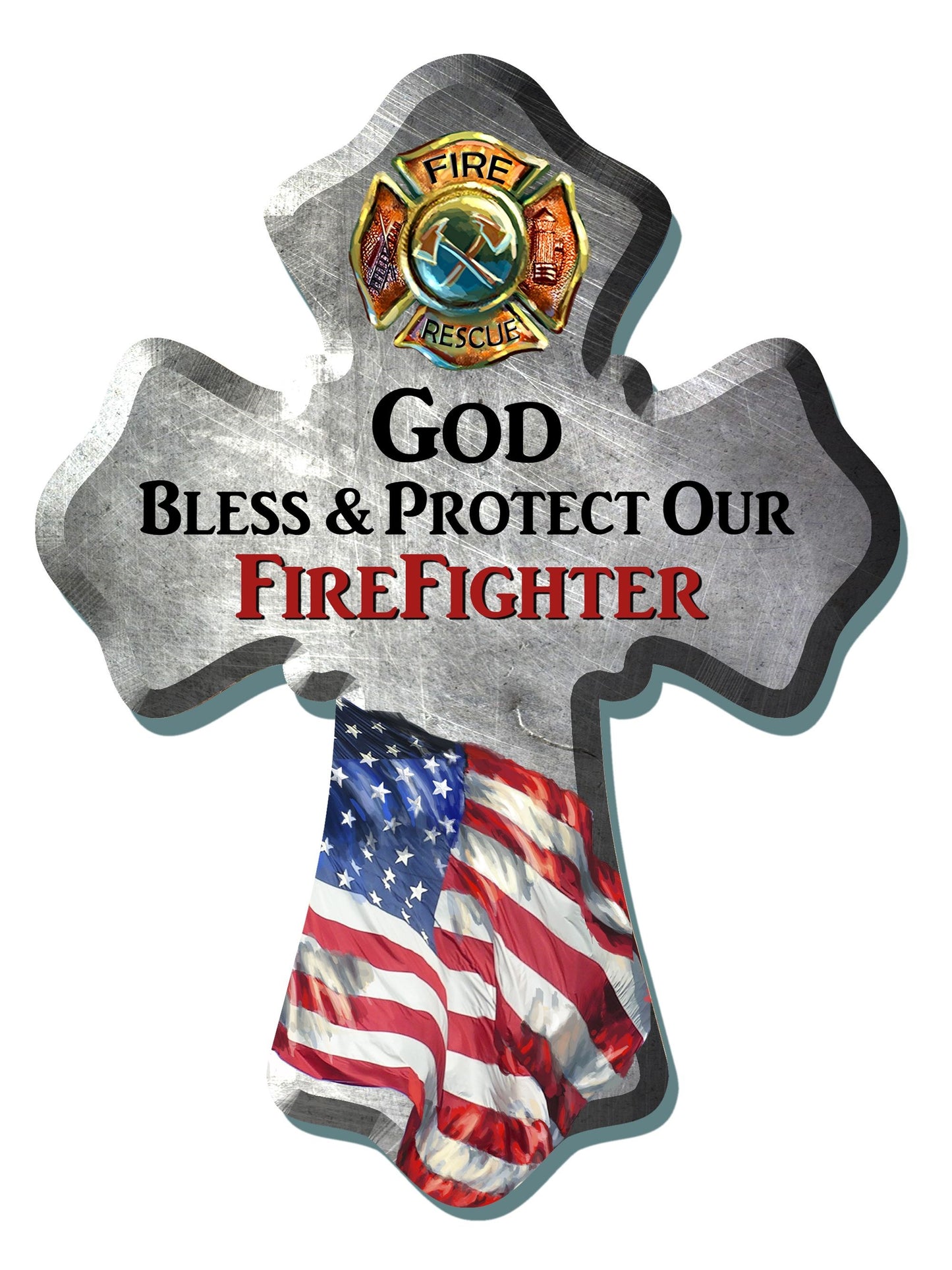 Wall Cross-Firefighter (6" x 8")
