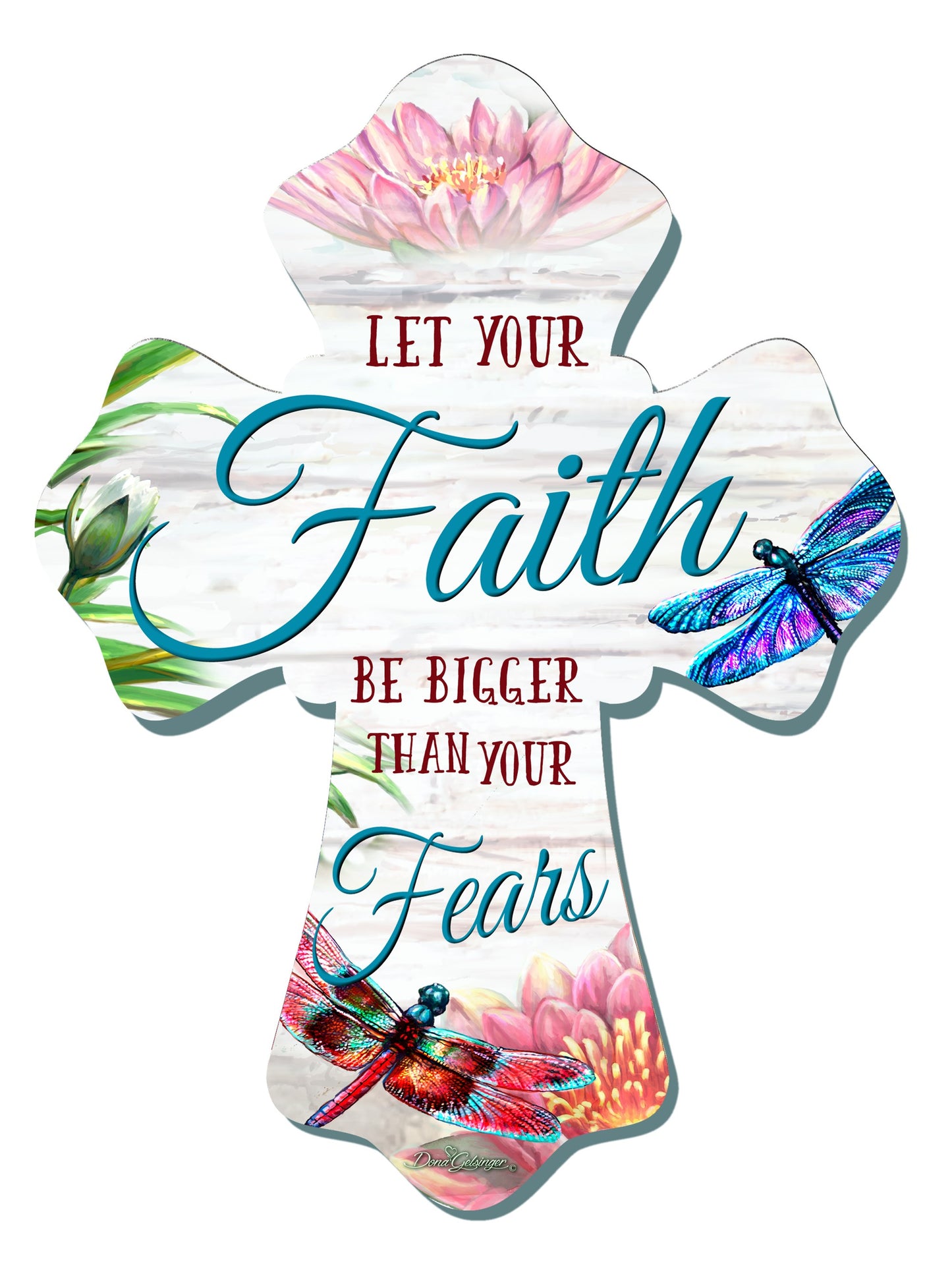 Wall Cross-Faith Over Fear (6" x 8")