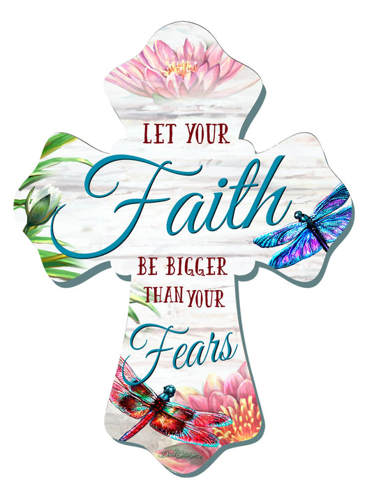 Wall Cross-Faith Over Fear (6" x 8")