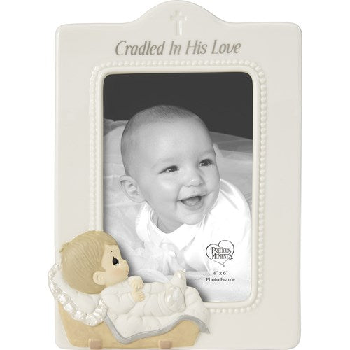 Photo Frame-Cradled In His Love-Boy (Holds 4x6 Photo) (8.25"H)