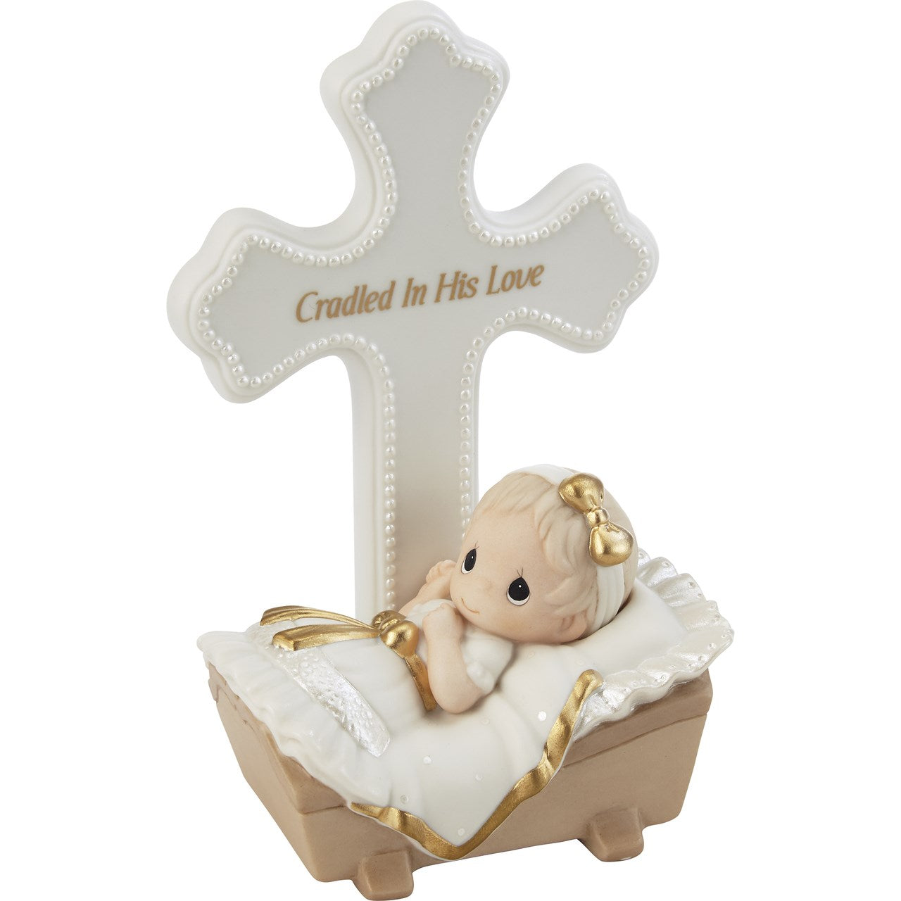 Figurine-Cradled In His Love Cross-Girl (6.25"H)