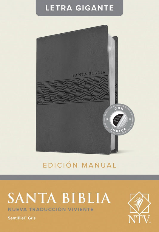 NTV Edicion Manual/Letra Gigante (NLT Handy Size Bible/Large Print)-Gray LeatherLike  Indexed