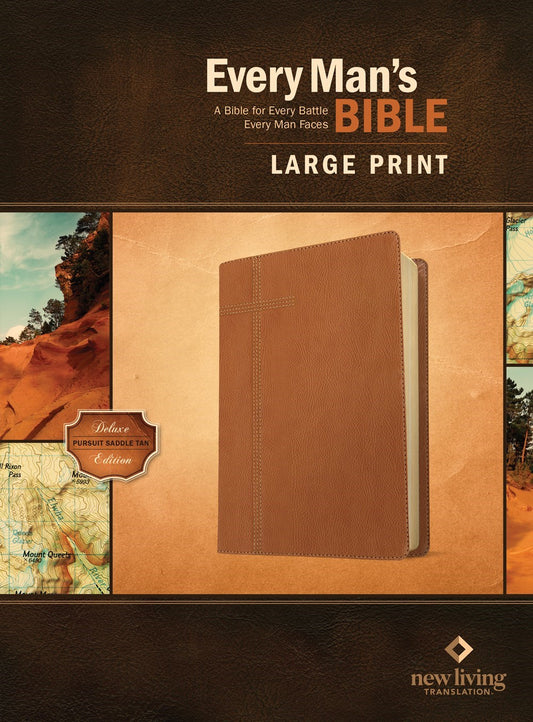 NLT Every Man's Bible/Large Print-Pursuit Saddle Tan LeatherLike