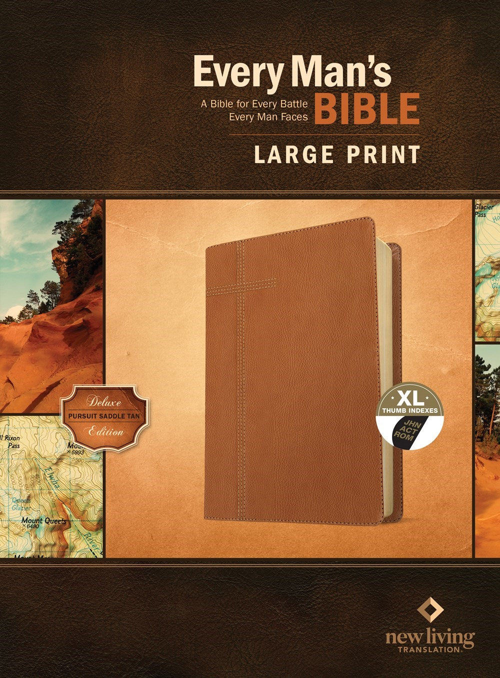 NLT Every Man's Bible/Large Print-Pursuit Saddle Tan LeatherLike Indexed