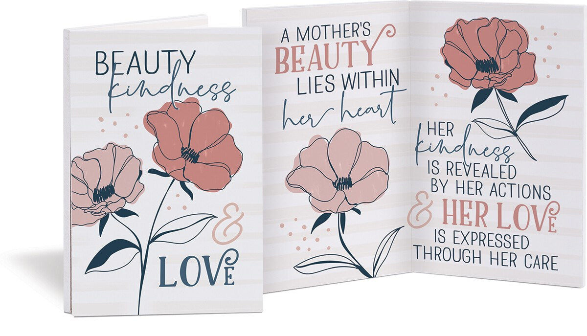 Keepsake Card-Beauty Kindness & Love. A Mothers Beauty... (8" x 6")