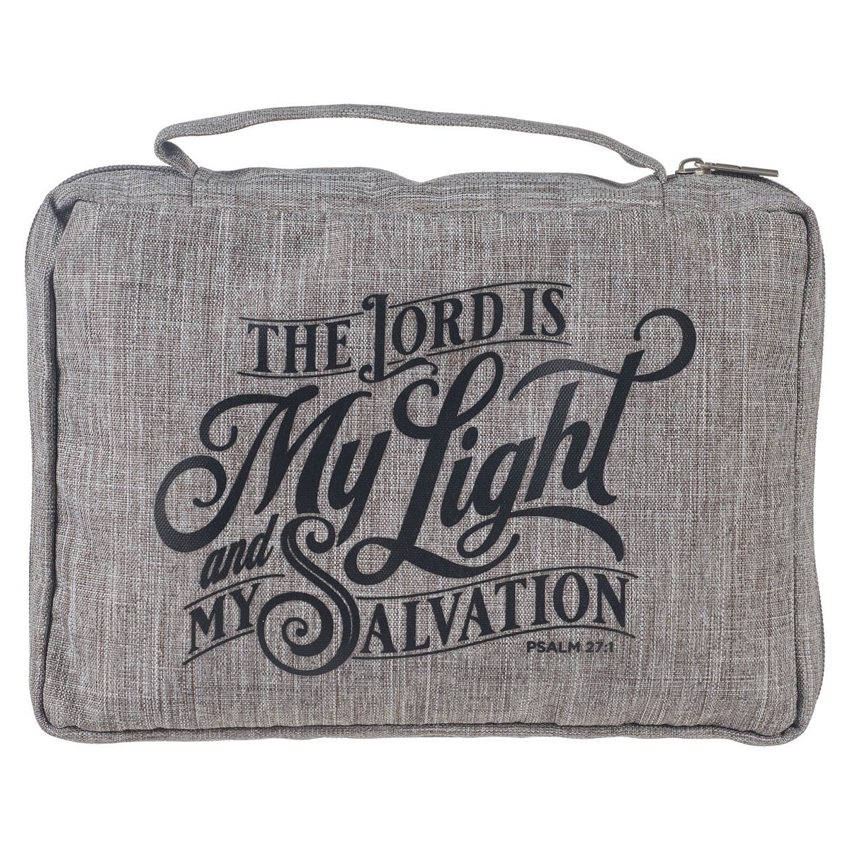 Bible Cover-Value-The Lord Is My Light Psalm 27:1-Gray-MED