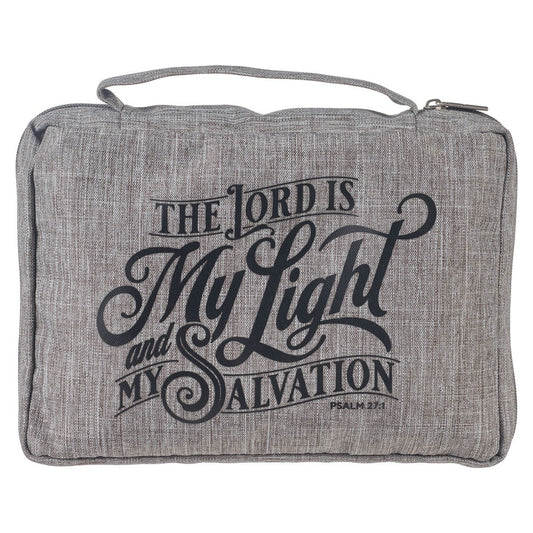 Bible Cover-Value-The Lord Is My Light Psalm 27:1-Gray-MED