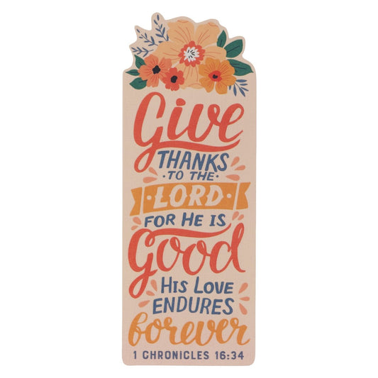 Bookmark-Give Thanks-1chronicles 16:34-Yellow Sunrise