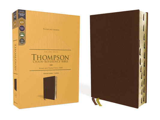 KJV Thompson Chain-Reference Bible (Comfort Print)-Brown Genuine Calfskin Leather Indexed
